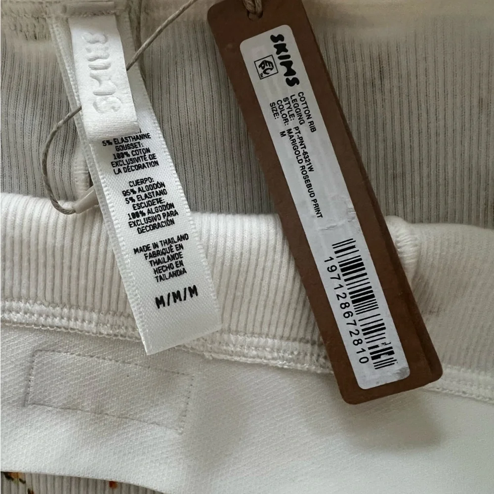 Skims Leggings Cream Marigold Floral Ribbed Knit Cotton Limited Edition Medium - Picture 6 of 6